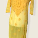 048 Chikankari Kurta With Pearls – Yellow